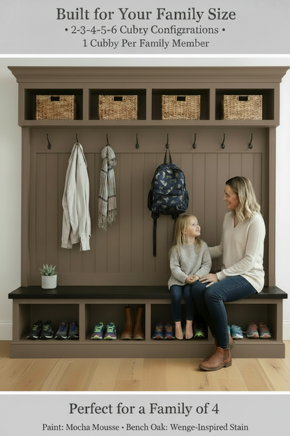 Handmade Mudroom Hall Tree – Built-In Entryway Storage System