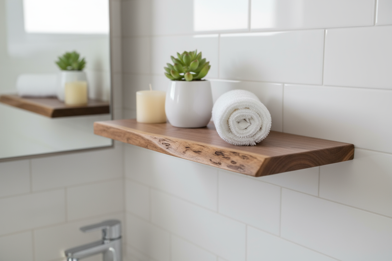 Short 12-inch walnut live edge shelf