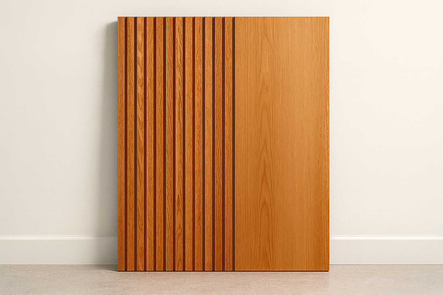 Slat panel with matching wood color throughout