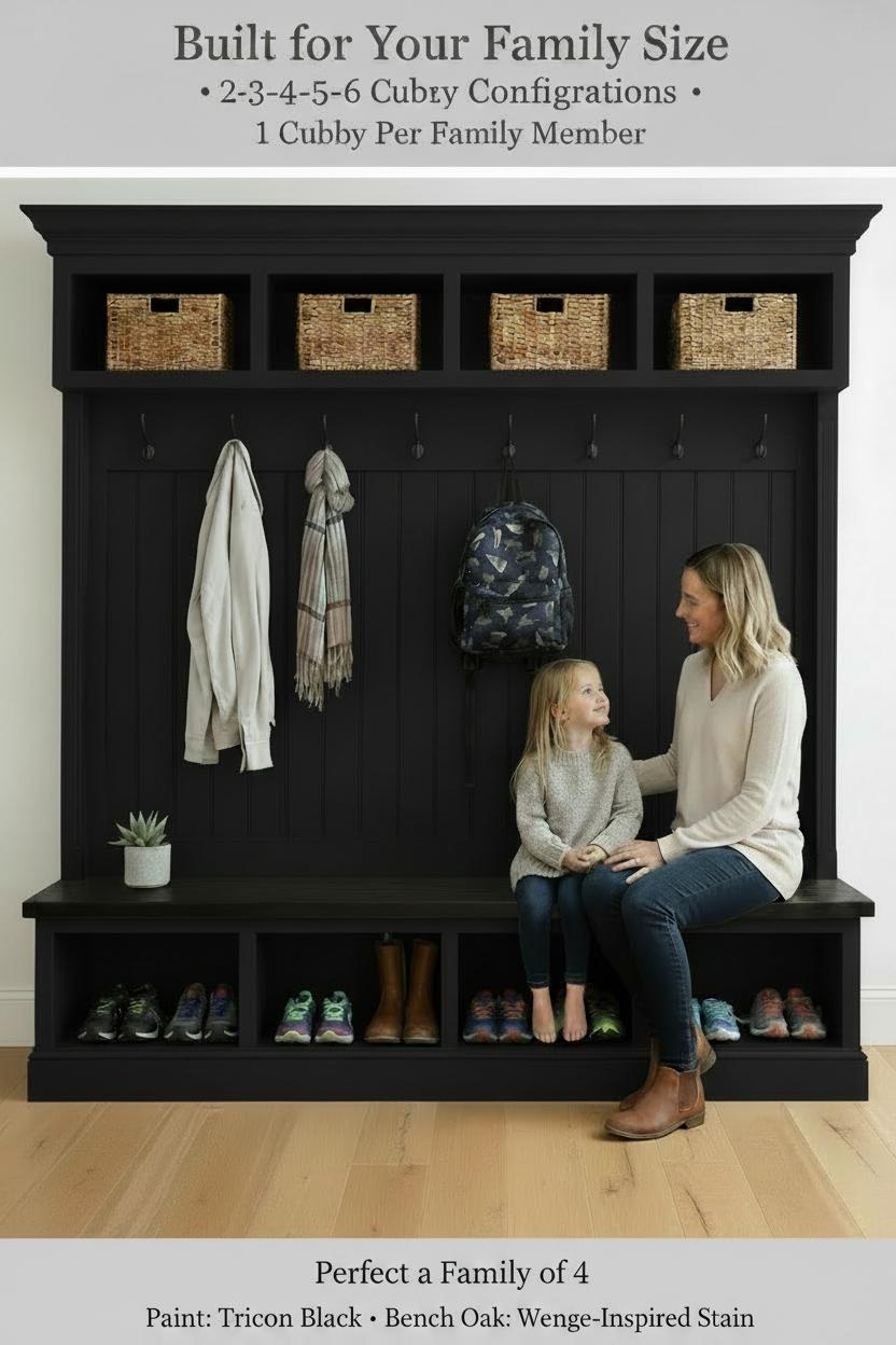 Handmade Mudroom Hall Tree – Built-In Entryway Storage System