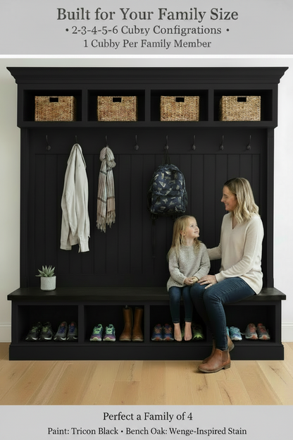 Handmade Mudroom Hall Tree – Built-In Entryway Storage System