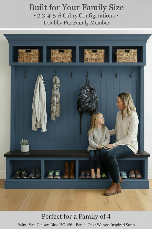 Handmade Mudroom Hall Tree – Built-In Entryway Storage System