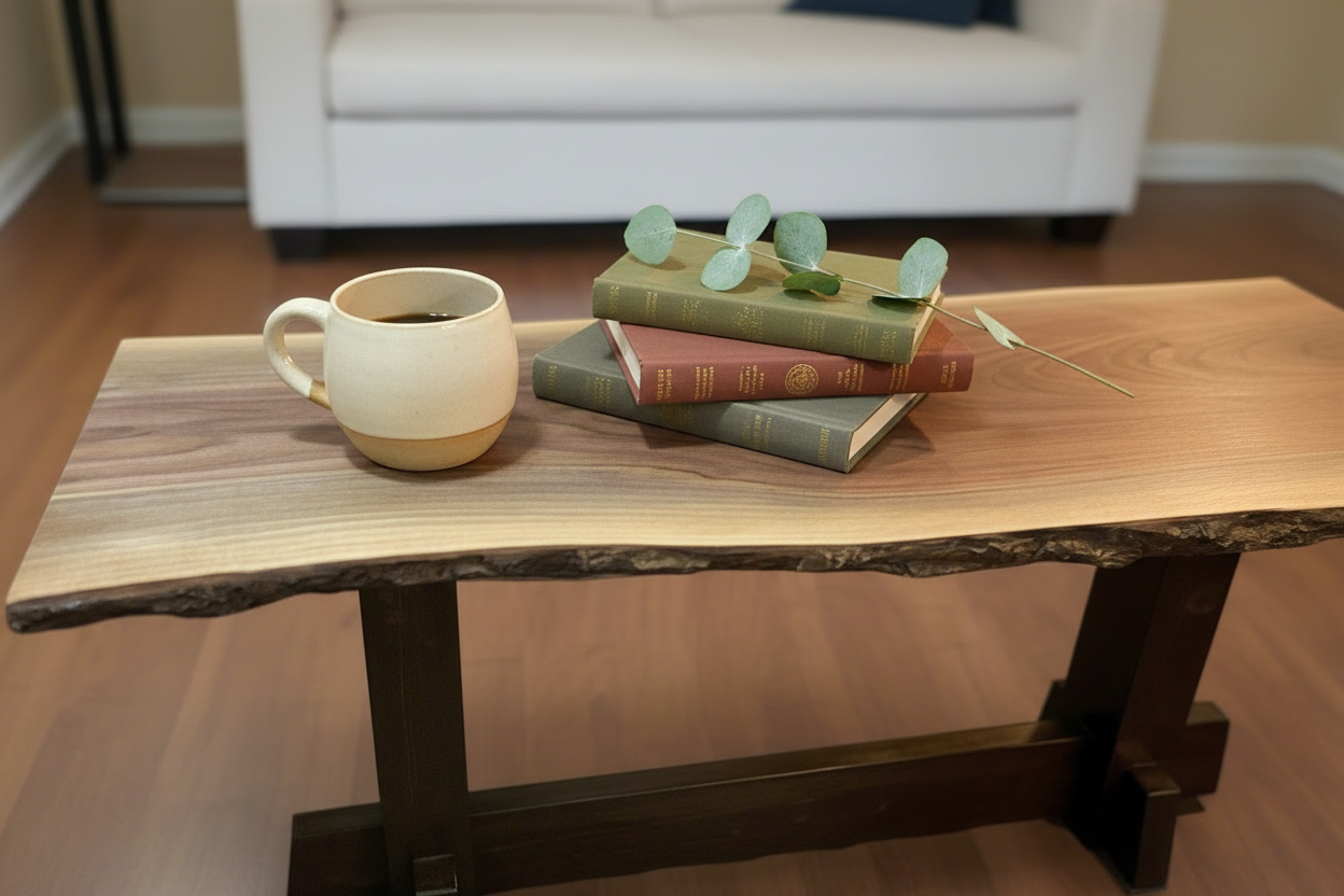 Live Edge Walnut Console & Coffee Table – Modern Entryway & Sofa Table – Handmade in Canada