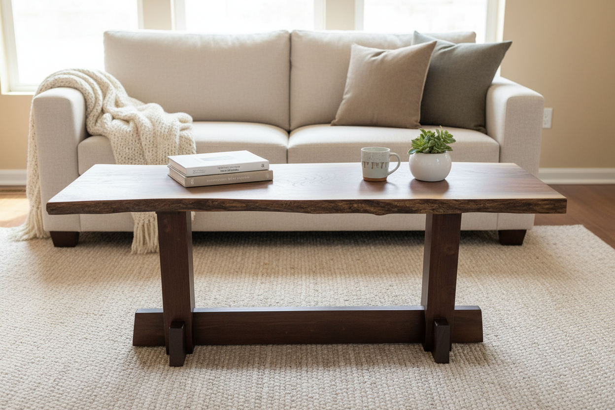 Live Edge Walnut Console & Coffee Table – Modern Entryway & Sofa Table – Handmade in Canada