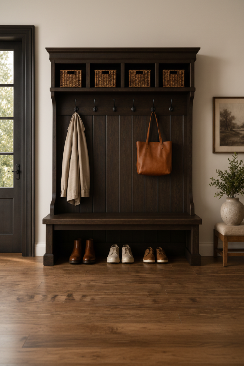 Wenge Inspired Hall Tree - No Text