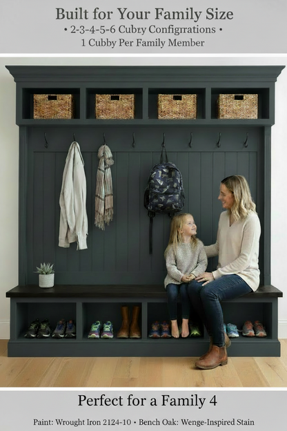 Handmade Mudroom Hall Tree – Built-In Entryway Storage System